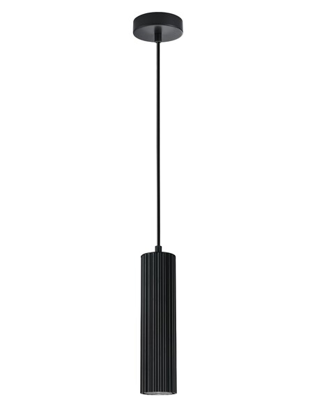 KOLONNE1 - Interior GU10 Ribbed Cylinder Pendant Lights - Black