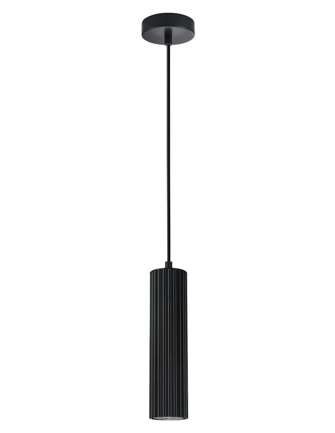 Interior GU10 Ribbed Cylinder Pendant Lights - Black