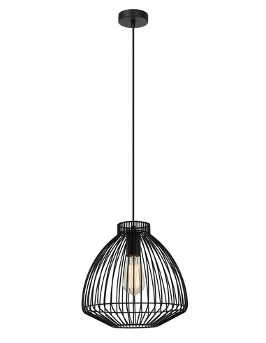 Modern Interior Cone (Concave) Wire Cage Pendant Lights - Black