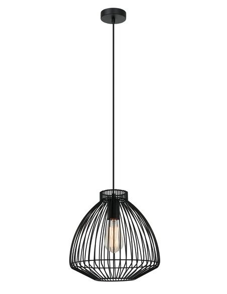 MANU1 - Modern Interior Cone (Concave) Wire Cage Pendant Lights - Black