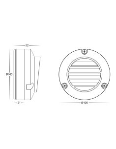 Surface Mounted Step Light with Grill 316 Stainless SteelHV2905T-12V 2