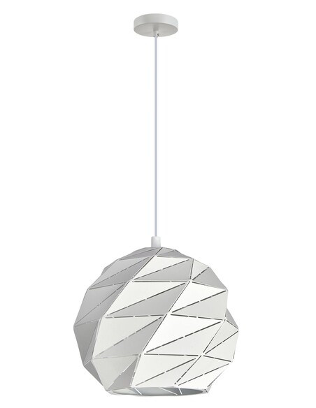 ORIGAMI4 - Interior Large Dome Carved Iron Origami Style Pendant Lights - White