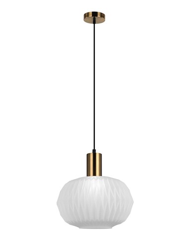 Interior Pleated Opal Opaque / Translucent Dome Glass Pendant Lights