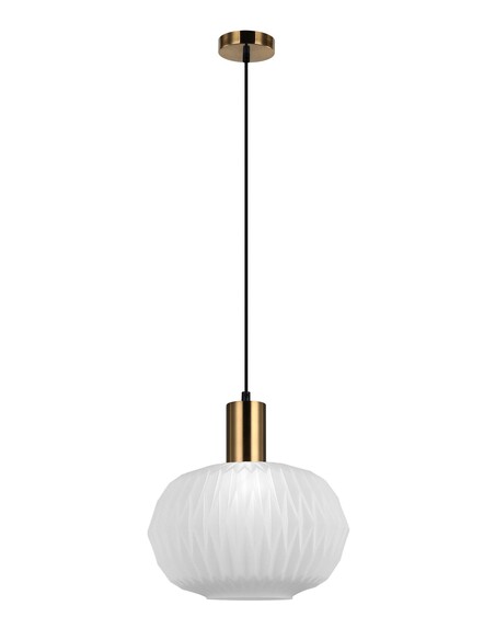 PAPEL1 - Interior Pleated Opal Opaque / Translucent Dome Glass Pendant Lights