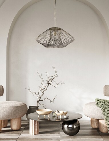 PARRILLA4 - Interior Oval Cage Iron Pendant PARRILLA4