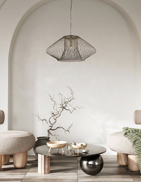 PARRILLA4 - Interior Oval Cage Iron Pendant PARRILLA4