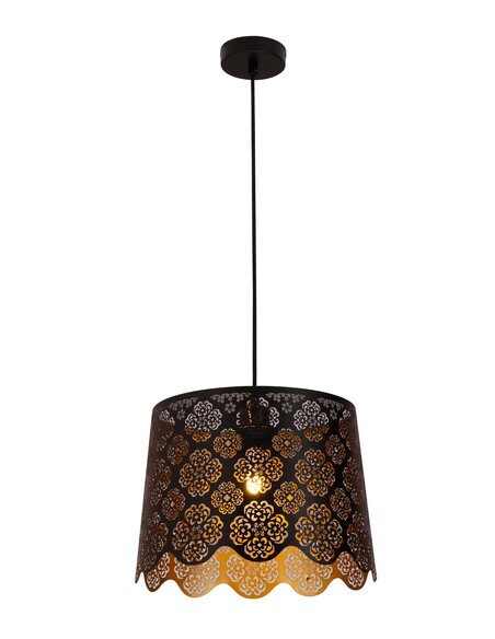PENSHADE1 - Interior Slanted with Flower Pattern Laser Cut Pendant Lights - Black