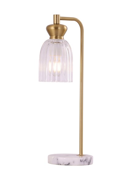 SINO-T1 - Interior Ellipse Clear Glass Shade Marble Base Table Lamps - Black Highlight & Clear Glass