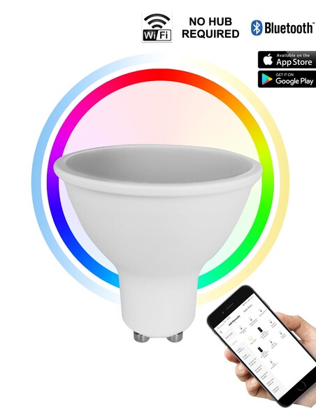 SMTGU101 - SMTGU10 LED Smart Dimmable RGB+Tri-CCT GU10 Globe (5W)