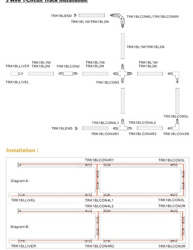 TRK1BL1M - 3 Wire 1 Circuit Universal Tracks, TRK1BL1M