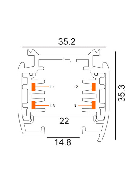 TRK3BLCON4L1 - 4 Wire 3 Circuit Universal Tracks, TRK3BLCON4L1