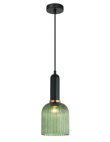 Retro Interior Ellipse Shape Ribbed Glass Pendant Lights - Smokey Black