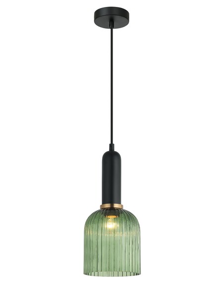 VINTAJ7 - Retro Interior Ellipse Shape Ribbed Glass Pendant Lights - Smokey Black