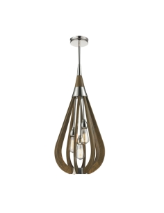 Modern Timber Taupe Wood Tear Drop ES x 3 60W Light Pendant BONITO2