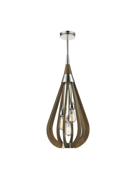 BONITO2 - BONITO Rustic Medium Taupe / Winter Moss Wood Tear Drop Pendant Light