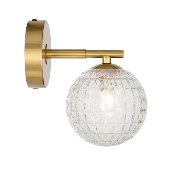 FELTON WB1-AGCLP - FELTON 1 LIGHT WALL LIGHT ANTIQUE GOLD - Clear Prism