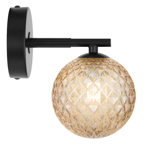 FELTON WB1-BKAMT - FELTON 1 LIGHT WALL LIGHT BLACK - Amber Tear