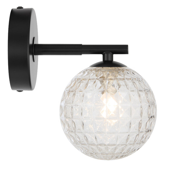 FELTON WB1-BKCLP - FELTON 1 LIGHT WALL LIGHT BLACK - Clear Prism