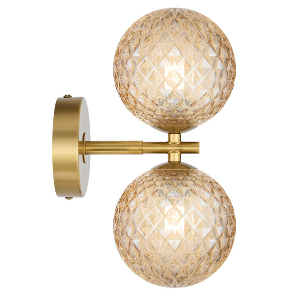 FELTON WB2-AGAMT - FELTON 2 LIGHT WALL LIGHT ANTIQUE GOLD - Amber Tear