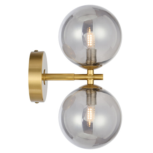FELTON WB2-AGSM - FELTON 2 LIGHT WALL LIGHT ANTIQUE GOLD - Smoke