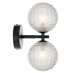 FELTON WB2-BKCLP - FELTON 2 LIGHT WALL LIGHT BLACK - Clear FELTON WB2-BKCLP