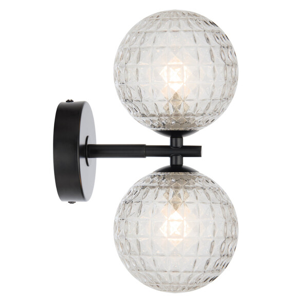 FELTON WB2-BKCLP - FELTON 2 LIGHT WALL LIGHT BLACK - Clear Prism