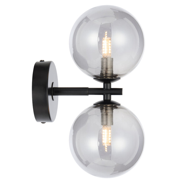 FELTON WB2-BKSM - FELTON 2 LIGHT WALL LIGHT BLACK - Smoke