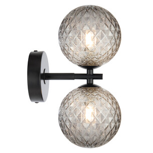 FELTON WB2-BKSMT - FELTON 2 LIGHT WALL LIGHT BLACK - Smoke FELTON WB2-BKSMT