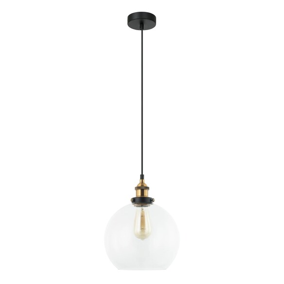 PESINI1 - Interior Wine Glass with Antique Brass/ Chrome Highlight Pendant Lights - Clear Glass & Antique Brass Highlight
