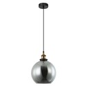 Interior Wine Glass with Antique Brass/ Chrome Highlight Pendant Lights - Smokey Black Glass & Antique Brass Highlight
