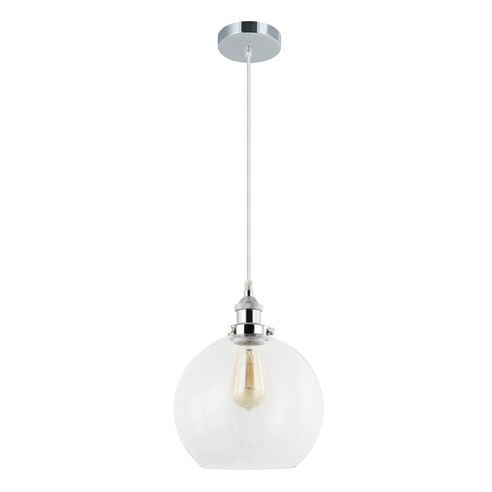 Interior Wine Glass with Antique Brass/ Chrome Highlight Pendant Lights - Clear Glass & Chrome Highlight