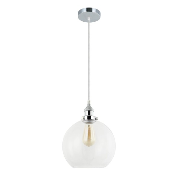 PESINI4 - Interior Wine Glass with Antique Brass/ Chrome Highlight Pendant Lights - Clear Glass & Chrome Highlight