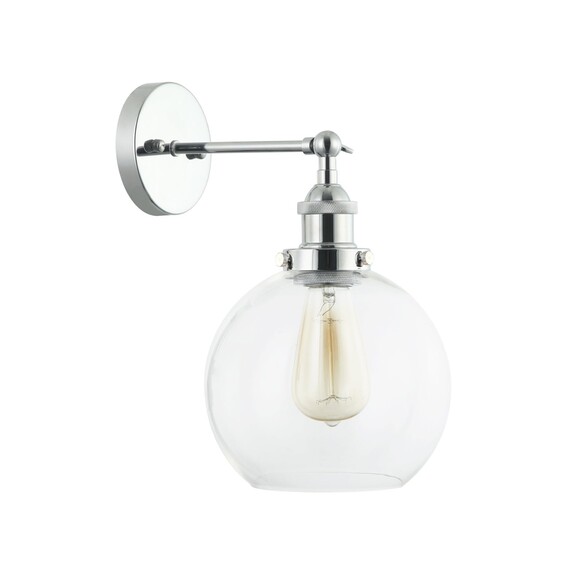 PESINI4W - Interior Swing Arm Glass with Antique Brass/ Chrome Highlight Wall Lights - Clear Glass Chrome Highlight