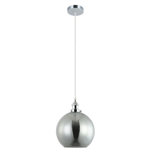 PESINI5 - Interior Wine Glass with Antique Brass/ Chrome Highlight Pendant Lights - Smokey Black Glass & Chrome Highlight