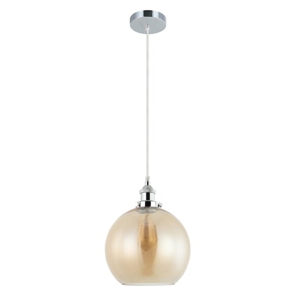 PESINI6 - Interior Wine Glass with Antique Brass/ Chrome Highlight Pendant Lights - Chrome Highlight Pendant Lights - Amber G...