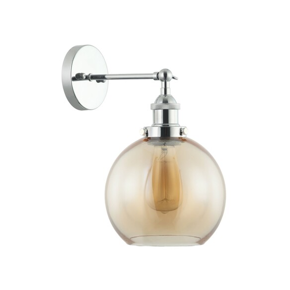 PESINI6W - Interior Swing Arm Glass with Antique Brass/ Chrome Highlight Wall Lights - Amber Glass Chrome Highlight
