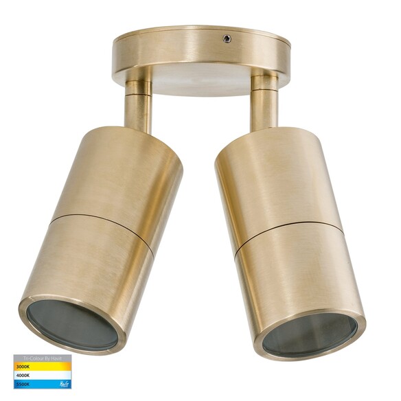 HV1357GU10T - Tivah Solid Brass TRI Colour Double Adjustable Wall Pillar Lights