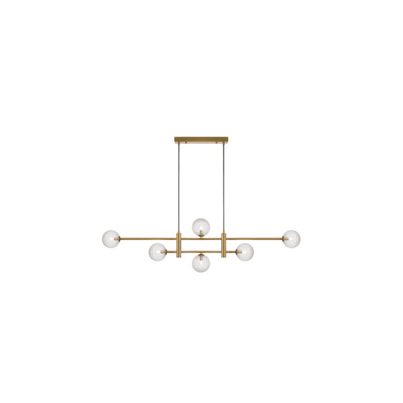 TYSON PE06-AGCLP - TYSON 6 LIGHT PENDANT ANTIQUE GOLD - Clear Prism
