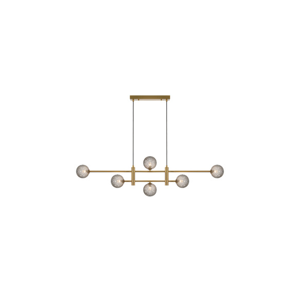 TYSON PE06-AGSMT - TYSON 6 LIGHT PENDANT ANTIQUE GOLD - Smoke Tear