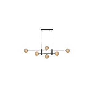 TYSON PE06-BKAMT - 6 Light Pendant Black - Amber TearTYSON PE06-BKAMT