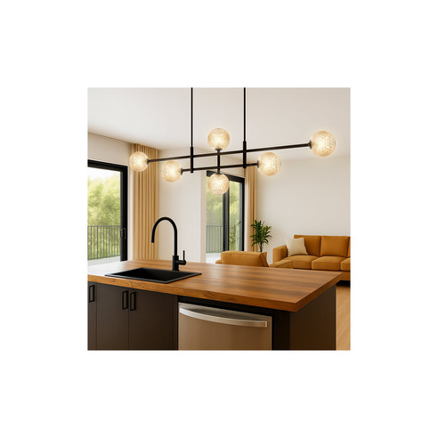 TYSON PE06-BKAMT - 6 Light Pendant Black - Amber TYSON PE06-BKAMT