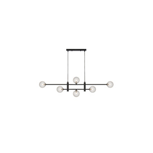 TYSON PE06-BKCLP - TYSON 6 LIGHT PENDANT BLACK - Clear PrismTYSON PE06-BKCLP