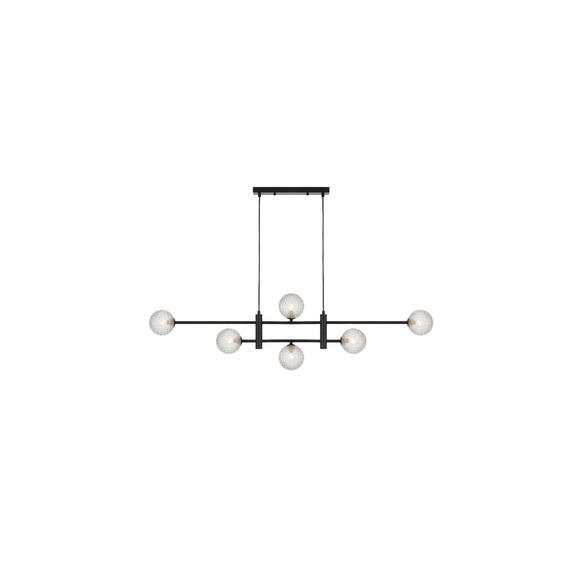 TYSON PE06-BKCLP - TYSON 6 LIGHT PENDANT BLACK - Clear Prism