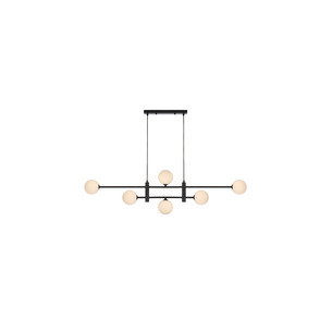 TYSON PE06-BKOM - TYSON 6 LIGHT PENDANT BLACK - Opal MattTYSON PE06-BKOM