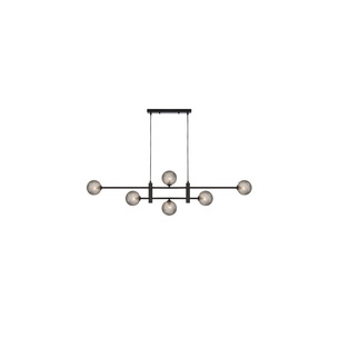 TYSON PE06-BKSMT - TYSON 6 LIGHT PENDANT BLACK - Smoke TearTYSON PE06-BKSMT