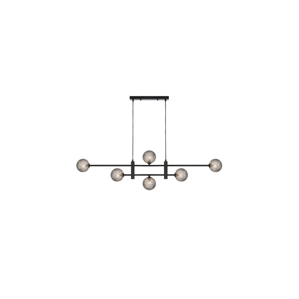 TYSON PE06-BKSMT - TYSON 6 LIGHT PENDANT BLACK - Smoke Tear