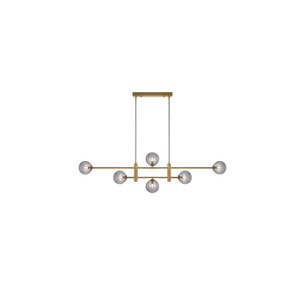TYSON PE06-AGSM - TYSON 6 LIGHT PENDANT ANTIQUE GOLD - SmokeTYSON PE06-AGSM