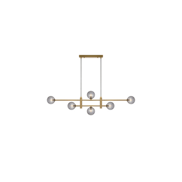 TYSON PE06-AGSM - TYSON 6 LIGHT PENDANT ANTIQUE GOLD - Smoke