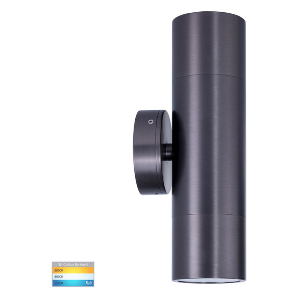 HV1077GU10T - Tivah Solid Brass Graphite Coloured TRI Colour Up & Down Wall Pillar Lights
