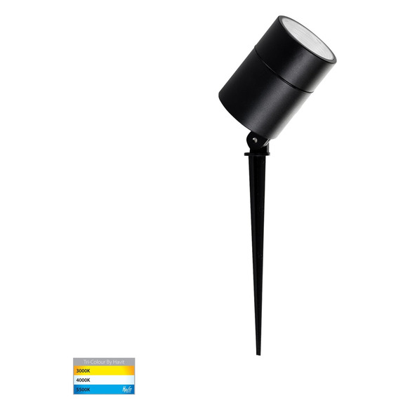 HV1429T-12W - Oasis Black 12W TRI Colour LED Garden Spike Light